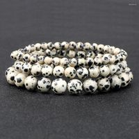 Strand 4/6/8mm perle di pietra naturale Braccialette di preghiera per donne uomini individuati gioielli da guarigione dalmata