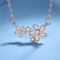 Anhänger Halsketten Sterling Silber Fünf-Petal-Blumen Halskette weiblicher japanischer und koreanischer Stil kleiner frisches Gänseblümchen Nische Design-Schlangeblattkette