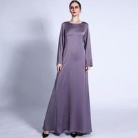 Robes décontractées d'été Femmes tarif larges manches lâches satin une ligne robe maxi avec ceinture enveloppe Hijab Abaya Dubai Turquie Maslim Fashion Elegant