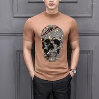 T-shirts pour hommes T-shirt pour hommes Sweater Youth Sleeve Shortveve Harajuku Style Skull Swinestone Cashmere Tricoted
