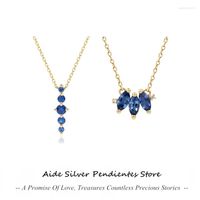 Catene aiutante 925 sterling argento fine anniversario gioiello collezione blu collezione geometrica