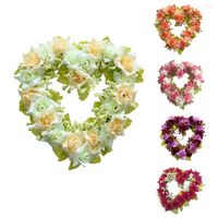 Decorative Flowers Heart Shaped Artificial Flower Wreath Doo...