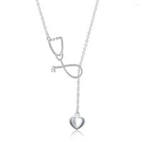 Zincirler Gümüş Renk Kolye Kalp Şeklinde O zincir, kadın takılar için bir hediye