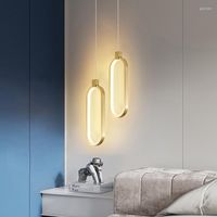 Lámparas colgantes Candelera de luz LED minimalista moderna para dormitorio Restaurante sala de estar dorada Decoración de la lámpara de colgación negra Lustre