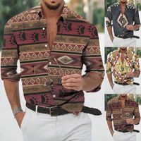Herren lässige Hemden Bluse Button Down Shirt Männer modische Mode Azik Druck 3D Digitaldruck Leichter atmungsaktiver langer Hals