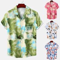 Herren l￤ssige Hemden Herren Sommer Hawaiian Urlaub Kurzarm Top Lose Lose komfortable Harajuku gedrucktes Hemd Chemise Hommise Homme