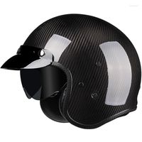 Motorradhelme Japan Technologie Kohlefaser Helm Offenes Gesicht Hidden Lun Objektiv Cascos Para Moto 3/4 Jet Casque Capacetes Dot ECE