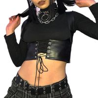 Gürtel Punk Weste Cout Up Bustier Korsett Top mit Streifen Taillenkincher für Kleidung Bodysuit Frauen Leder -Bildhauerei Gürtel