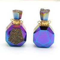 Colares pendentes garrafa de perfume de pedra natural Charms de revestimento de cores de óleo essencial para jóias que produzem um colar requintado acessório DIY