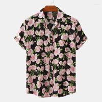 Erkek Tişörtler Erkek Tişörtleri Yaz Çiçek Baskı Erkekler için Çiçek Baskı Hawaii Gömlek Erkek Kısa Kol Bluz Üstler Erkek Camisas