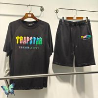 Erkekler Tişörtler Trapstar Kısa Kollu Renkli Sürü Mektubu Nakış Gömlek Erkek Kadın Pamuk Günlük T-Shirt