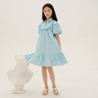 Vestidos de menina 6 a 16 anos vestidos de garotas verão 2022 crianças camisa de manga de sopa de moda de algodão da moda #6963