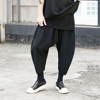 Erkekler Pantolon Erkek Kadınlar Japonya Gevşek Kırıştı Kimono Siyah Harem Erkek Sokak Giyim Hip Hop Punk Gotik Pantolon Joggers Sweatpants