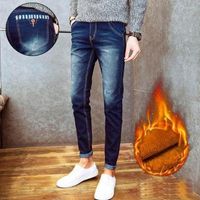 Jeans maschile 2022 inverno addensare il casual thelmal aggiungi lana slim fit da uomini caldi pantaloni studente adolescente motociclista 28-34