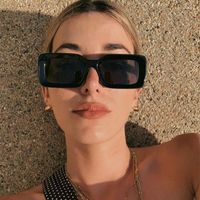 Lunettes de soleil r￩tro noire carr￩ 2022 Femmes Design de marque luxueux grand cadre ￩pais verres de soleil f￩minin de plage de voyage UV400