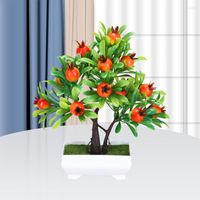 Flores decorativas Plantas artificiales Fruit Bonsai árboli pequeños árboles falsos de mesa para decoración del hogar