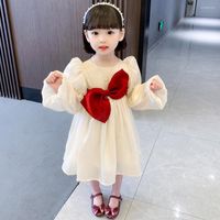 Abiti da ragazza vestito per ragazze Big Bow Spring Autumn Children Casual Style Custom
