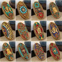 Beads Nepalese Buddhist Handmade Flat Oval 55x27mm Tibetan B...