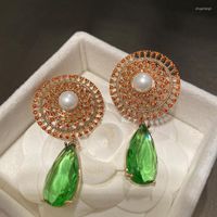 Dangle Earrings Bilincolor Fashion Green Cubic Zirconia Wedd...