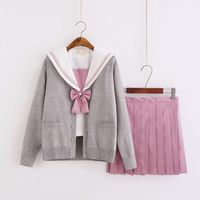 Conjuntos de ropa uniformes japoneses JK rosa magnolia bordado marinero traje estudiante universidad escuela de manga larga falda plisada