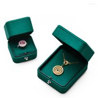 Bijoux Sachets Oirlv Original Design Microfiber Press Bouton Box Ring Board Mariage Pendant Green Cadeau