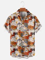 Chemises d￩contract￩es pour hommes Loose plage Fashion Short Shirt Men's Hawaiian Mignon Cats Imprim￩ Streetwear