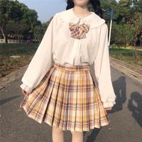 Vêtements Ensembles japonais Soft Soeur JK College Wind Doll Collar Shirt Plaid Paited Jupe Buste uniforme costume femelle automne