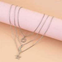 Pendant Necklaces Trendy Stainless Steel Sun Moon Star Neckl...