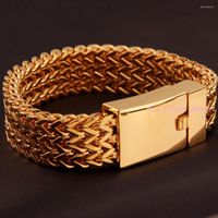 Link Bracelets Fashion 3Row Gold Figaro Chain 316L Stainless...