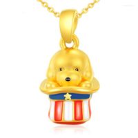 Anhänger Halsketten rein 999 Gelbgold Zodiac Dog Lucky 3D süß 1,8g