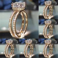 Wedding Rings Fashion Sparkling Women Alloy Engagement Ring ...