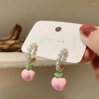 Orecchini a pennaglie 2022 Corea fresca dolce imitazione perla geometrica pesca per donne regali per feste di gioielli in metallo