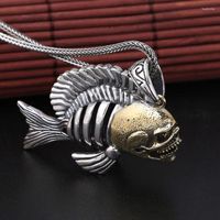 Pendant Necklaces S925 Sterling Silver Tropical Piranha Fish...