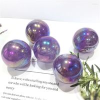 Figurine decorative naturali colorate aura ametista sfera di cristallo sfere folk artigianato pietra curativa per la decorazione domestica