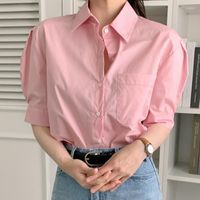 Frauenblusen 2022 Sommer Frauen Solid Hemden Kurzarm einfach trendy All-Match Japan Style süße lässige weibliche weibliche elegante Tops