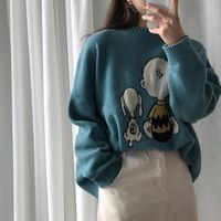 Chandails pour femmes 2022 Sweater coréen Femmes Automne Hiver Treat Pullover Jersey Cartoon Jumper Vintage Pull Femme Sateter Mujer