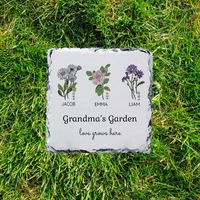 Garden Decorations Stones Birth Flowers Personalized Gift Fo...