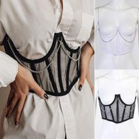 Cinture harajuku mesh vintage vedere attraverso la vita shaper women corsetti punk catena metallica nera torace corsetto gatto goth high high