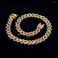 Collares colgantes de 12 mm Hip Hop Collar cubano Collar Golden Rhinestones Color de plata