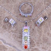 Серьги ожерелья устанавливают божественное многоцветное серебряное подвесное кольцо размер 6 /7 8 9 10 S0157A