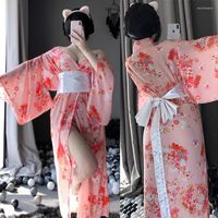 Ethnische Kleidung sexy Geisha Kimono für Frauen japanische Mode lose Seide Yukata Kleider Verband Vintage Elegant Chiffon Sakura Bademäntel