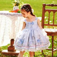 M￤dchenkleider Baby Kleidung Spanisch Vintage Lolita Ballkleid Spitze Druck ￤rmellose Geburtstagsfeier Ostern Prinzessin f￼r A1618