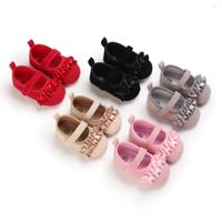 Chaussures d'athlétisme Born Baby First Walkers Infant Pram Girls Princess Anti-Slip Indoor Soft 0-18M