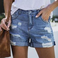 Женские шорты Женская джинсовая джинсовая джинсы моды с свободной дырой с карманами Cool Women Street Booty Summer 2022