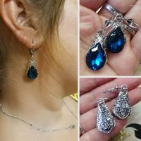 Dangle Earrings Classic Big Blue Water Drop Zircon armring Fashion Bohemian Hollow Long for Women's Gift