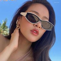 Солнцезащитные очки 2022 Тенденция контрастная модная дама ретро маленькая рама