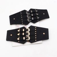 Cinturones regalos para mujer damas punk cintura retro cinturón cintura elástica envoltura elástica hebilla ancha