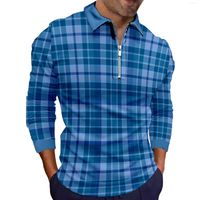Мужские Polos 2022 Рубашка мужская сетка с длинным рукавом винтажные лоскутные рубашки Мужские рубашки Мужские случаи Осенние повседневные молнии S-XXXXXL