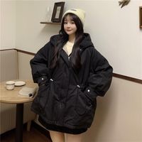여자 트렌치 코트 여성 재킷 파카 코트 겨울 검은 색 여성 가을을위한 겨울 검은 색 단락과 느슨한 캐주얼 조끼 펨 메