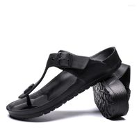 Slippers 2022 Leather Sandals Men Flip Flops Casual Flat Sum...